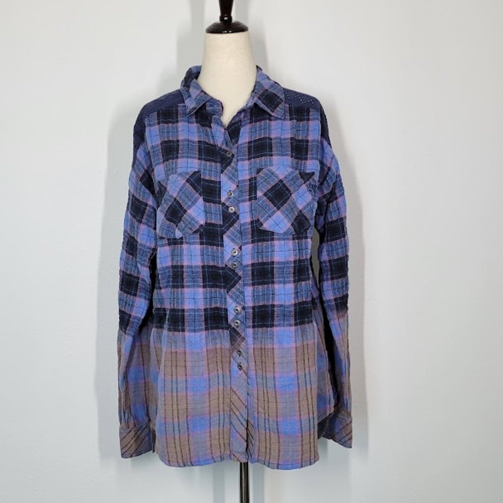 MISS ME plaid washed button down shirt Sz S NEW - Picture 3 of 12